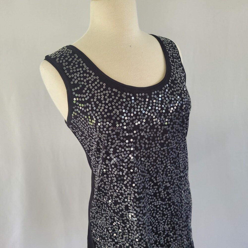 Ann Taylor LOFT Black Sequin Tank Top Size Medium